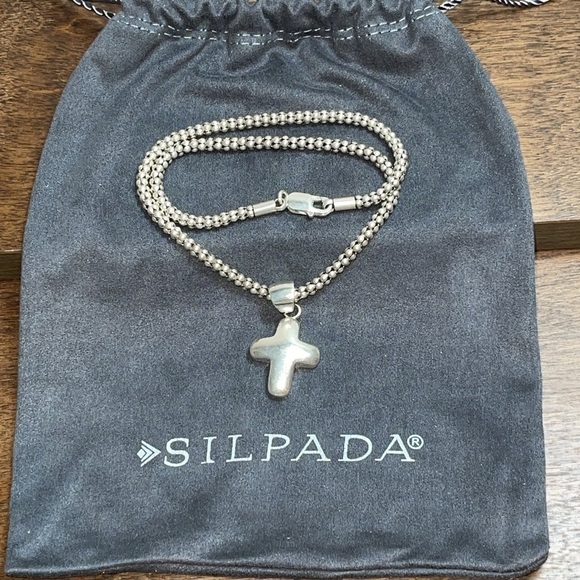 Silpada Sterling Silver Popcorn Necklace with Cross Pendant 19g - Picture 11 of 17